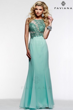 Faviana 7575 Lace and Chiffon Gown