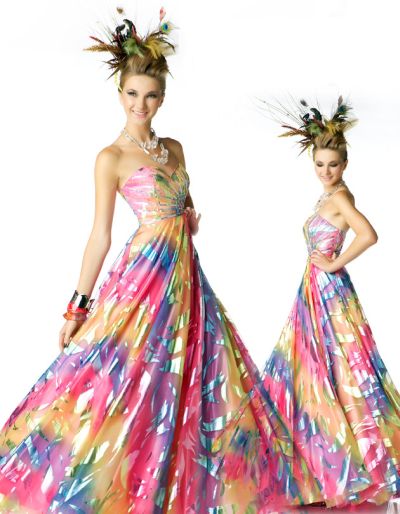 Ballgowns by MacDuggal Flirty Rainbow Print Prom Dress 75935H: French ...