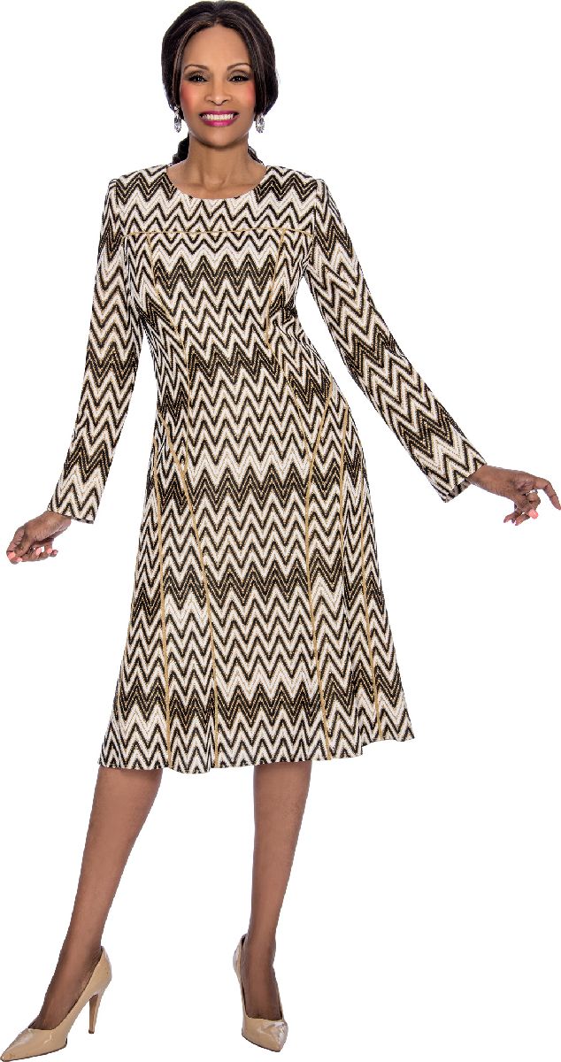 Terramina 7623 Long Sleeve Church Dress: French Novelty