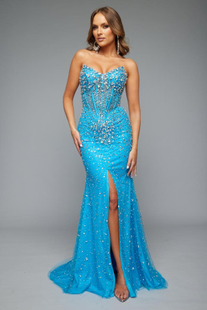 Jasz Couture 7626 Sheer Beaded Corset Gown