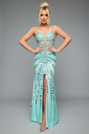 Jasz Couture 7627 Sheer Corset Beaded Gown