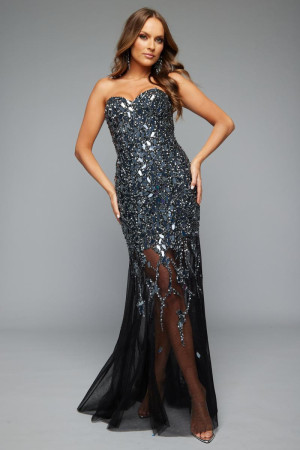 Jasz Couture 7631 Stunning Sheer Beaded Gown