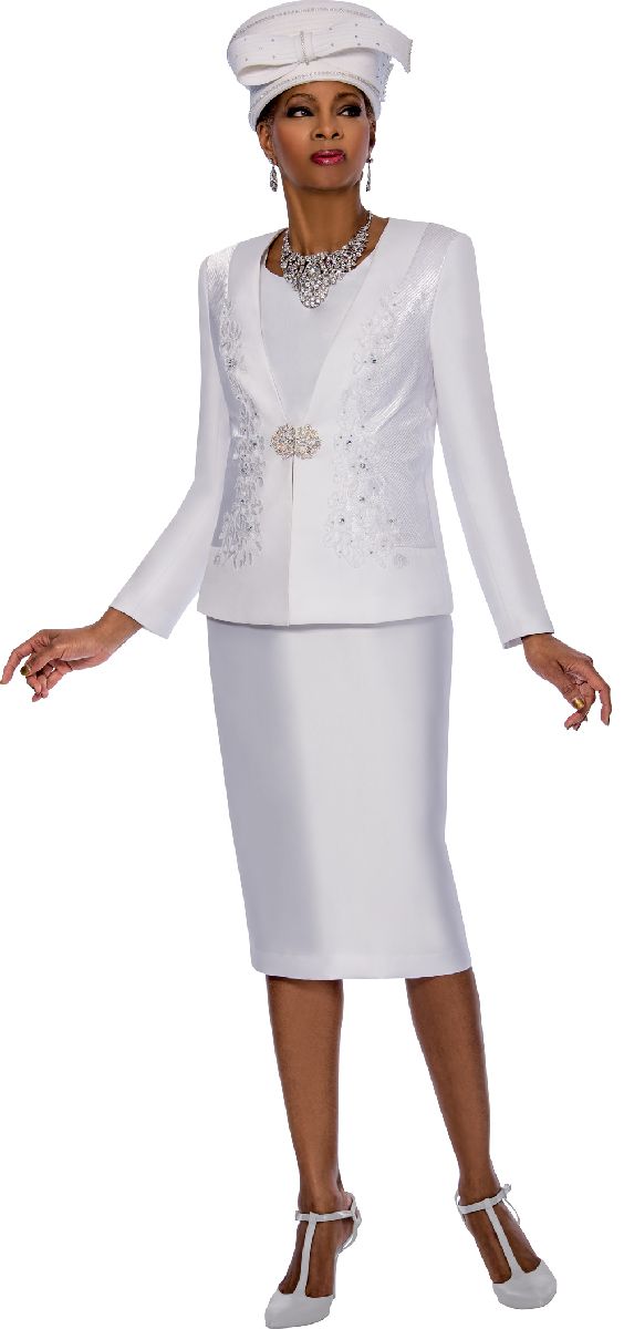 Terramina 7636 Ladies White 3pc Church Suit: French Novelty