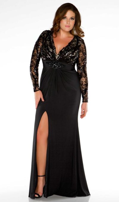 long sleeve plus size evening dresses