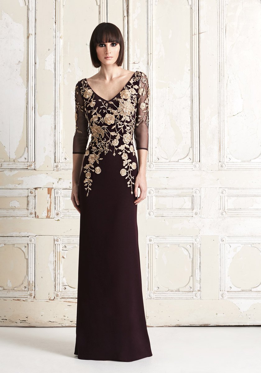 French Novelty: Daymor 765 Metallic Floral Embroidered MOB Gown