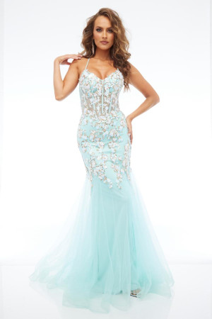Jasz Couture 7700 Sheer Floral Mermaid Dress