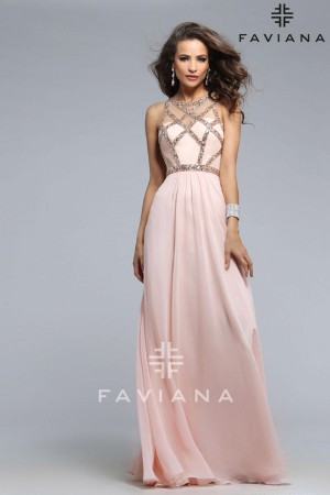 Faviana 7759 Beaded Chiffon Evening Gown