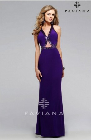 Faviana 7770 Sexy Jersey Prom Gown