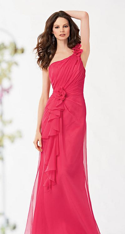 Jordan 779 One Shoulder Bridesmaid Dress with Flowers: French Novelty