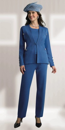 Lily and Taylor 780 Ladies Knit 3 Piece Pant Suit