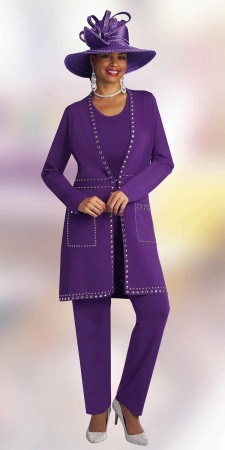 Lily and Taylor 783 Womens 3 Piece Knit Pant Suit