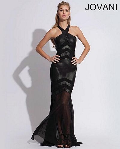 black leather evening gown