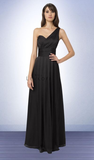 Bill Levkoff 791 One Shoulder Long Bridesmaid Dress: French Novelty