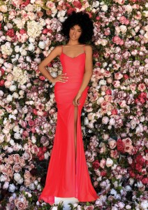 Image of Size 00 Neon Red Clarisse 800259 Prom Gown with High Slit