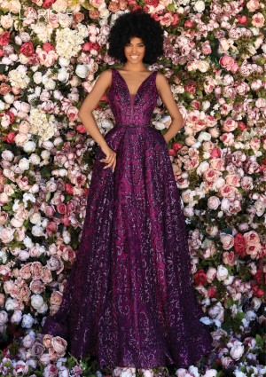 Clarisse 800309 Shimmering Swirl Prom Gown
