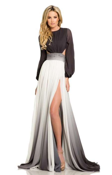 long sleeve ombre dress