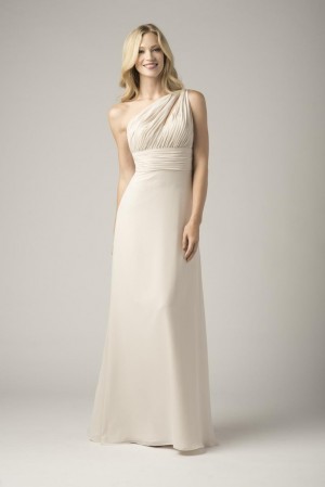 Size 8 Aubergine Wtoo 801 One Shoulder Long Bridesmaid Dress
