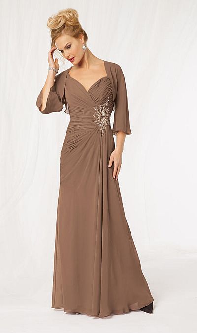 Caterina 8011 Deep V Back Mother of the Bride Dress: French Novelty