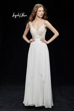 Angela and Alison 81007 Flowing Spaghetti Strap Prom Gown