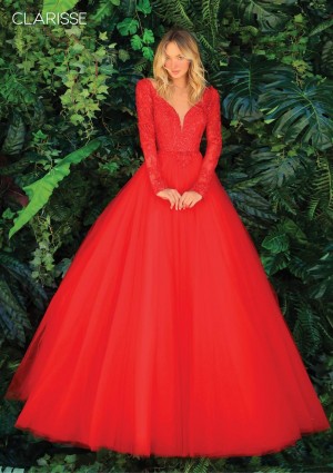 Clarisse 810289 Lace Long Sleeve Ball Gown