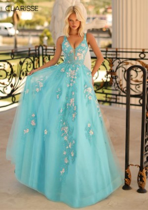 Clarisse 810456 Sheer Sequin Floral Ball Gown
