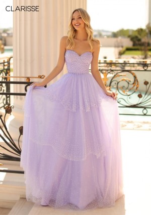 Clarisse 810595 Beaded Tiered Tulle Prom Dress