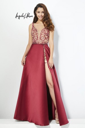Angela and Alison 81063 Peek-a-Boo High Slit Gown