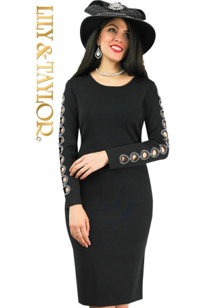 Lily and Taylor 817 Long Cutout Sleeve Dress