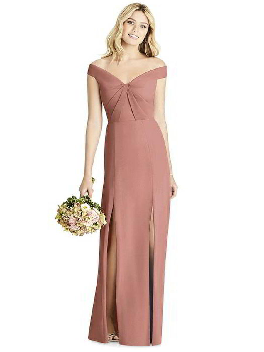 dessy off the shoulder bridesmaid dress