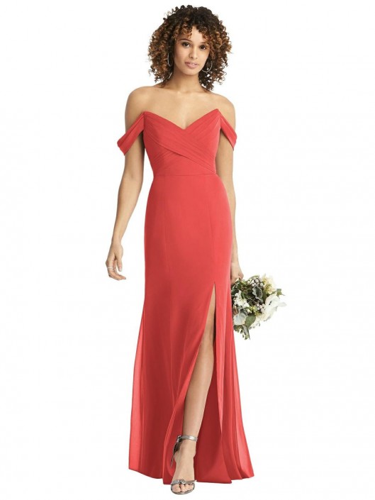 dessy off the shoulder bridesmaid dress