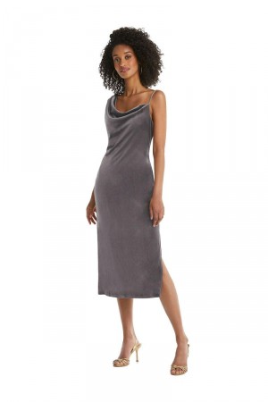 Dessy Social 8212 Draped Velvet Midi Bridesmaid Dress