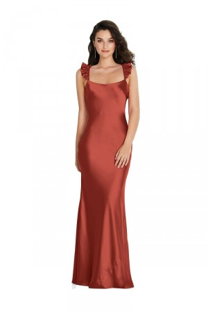 Dessy Social 8219 Ruffle Cutout Back Bridesmaid Dress