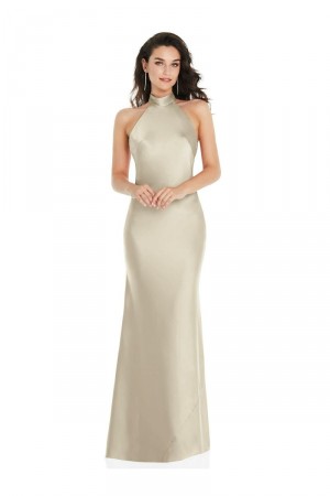 Dessy Social 8223 Scarf Tie Halter Bridesmaid Gown