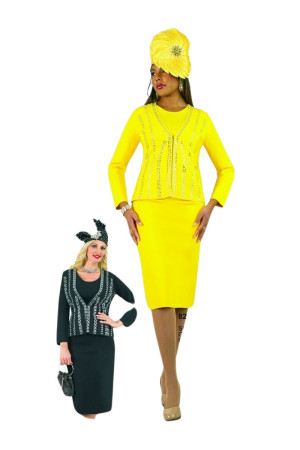 Lily and Taylor 826 Ladies Embellished Knit Church Suit