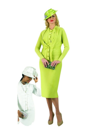 Lily and Taylor 833 Ladies Crochet Knit Church Suit