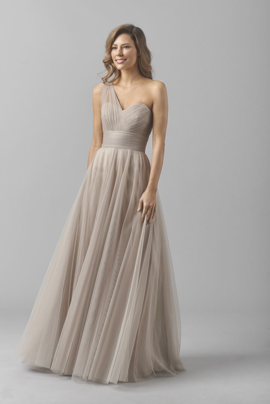 Watters 8361i One Shoulder Bridesmaid Gown: French Novelty