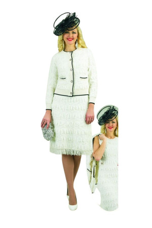 Lily and Taylor 844 Ladies Chic Fringe Knit Church Suit