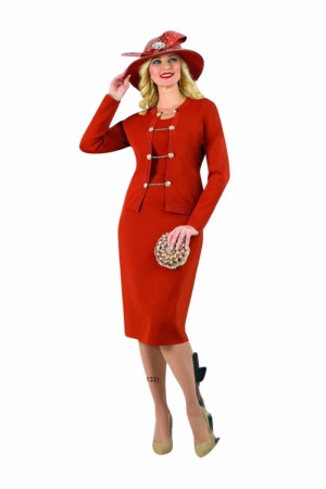 Lily and Taylor 848 Ladies Knit Chain Trim Church Suit
