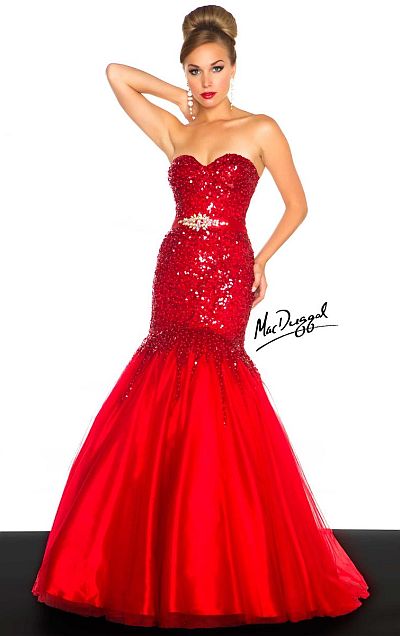 mac duggal sequin leaf mermaid gown