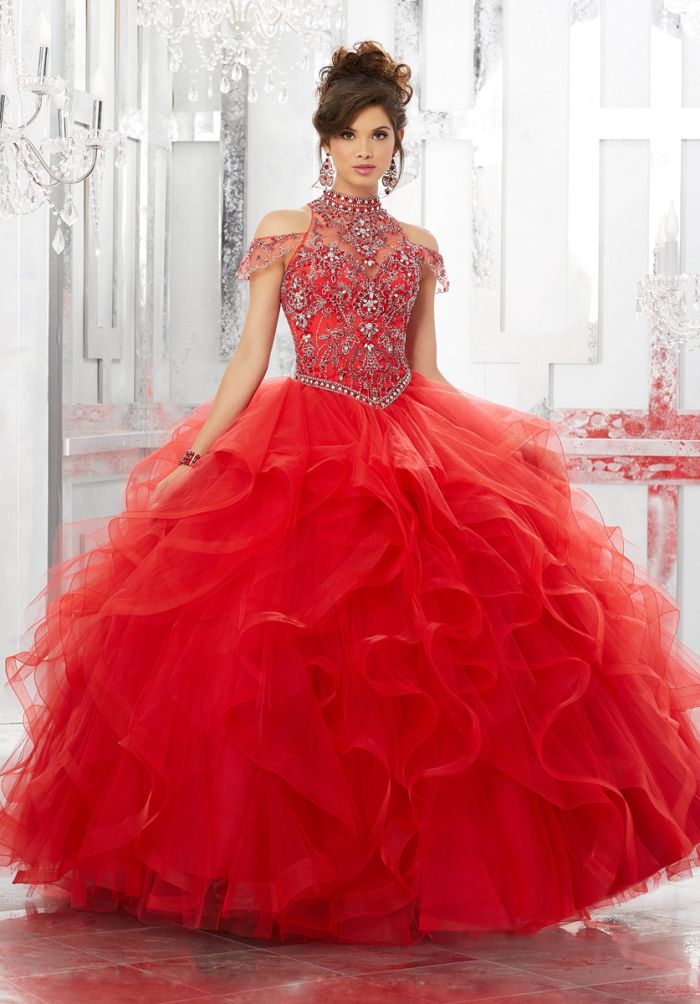 Vizcaya 89152 High Neck Off Shoulder Quinceanera  Dress  