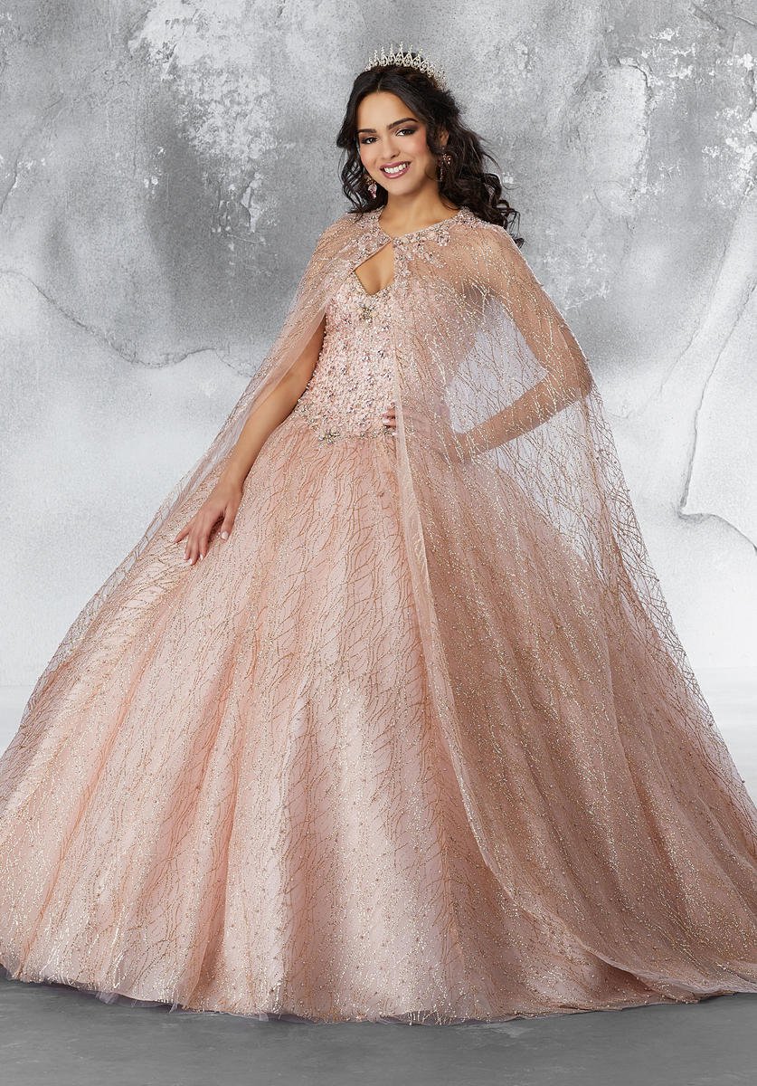 French Novelty: Size 4 Rose Gold Vizcaya 89199 Glitter Quinceanera Dress