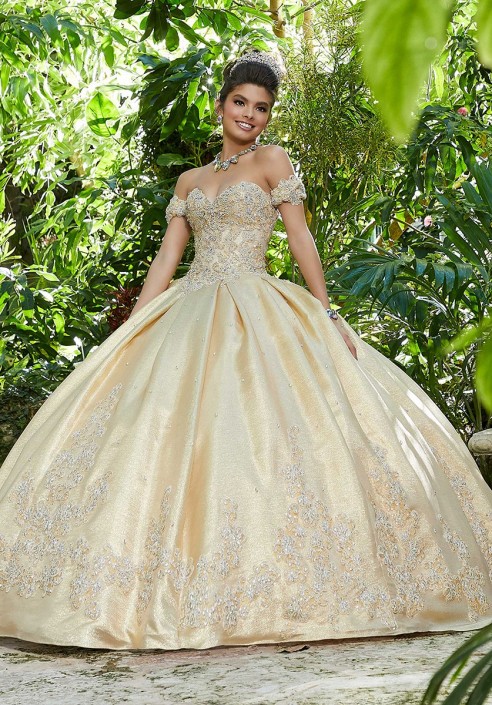 gold dress quinceanera