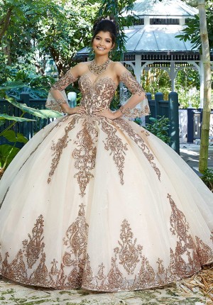 Size 4 Red Vizcaya 89255 Sequin Tulle Quinceanera Dress