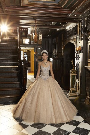 Vizcaya 89345 Glimmering Scoop Neck Quince Dress