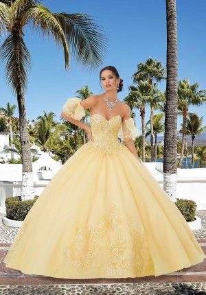 Size 2 Yellow Vizcaya 89354 Princess Quinceanera Dress