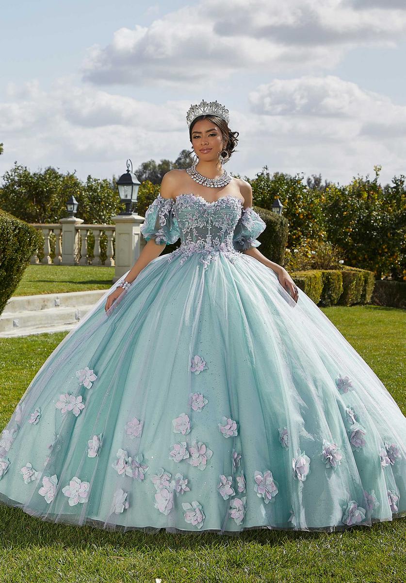 French Novelty Vizcaya 89421 Fairytale 3D Floral Quinceanera Dress