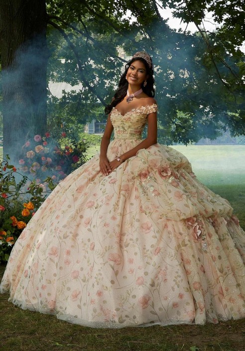French Novelty: Vizcaya 89457 Whimsical Floral Quinceanera Dress