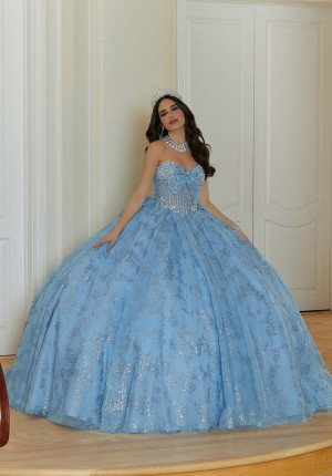 Vizcaya 89478 Feminine Sheer Corset Quinceanera Dress