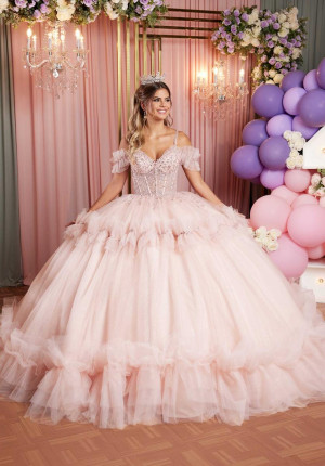 Vizcaya 89508 Beautiful Ruffle Sleeve Ball Gown