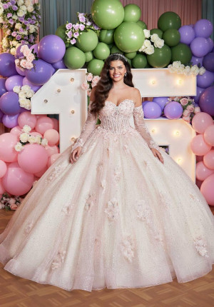 Vizcaya 89512 Stunning Sheer Corset Quince Dress